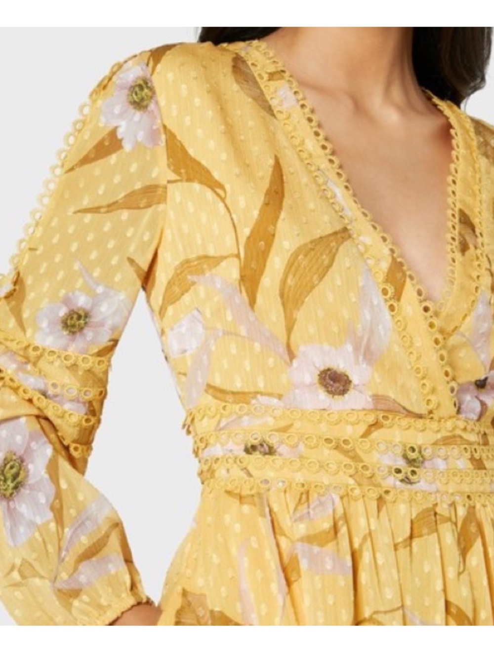 Ted Baker Yellow Posy Floral Long Sleeve Dress - Picture 7 of 7